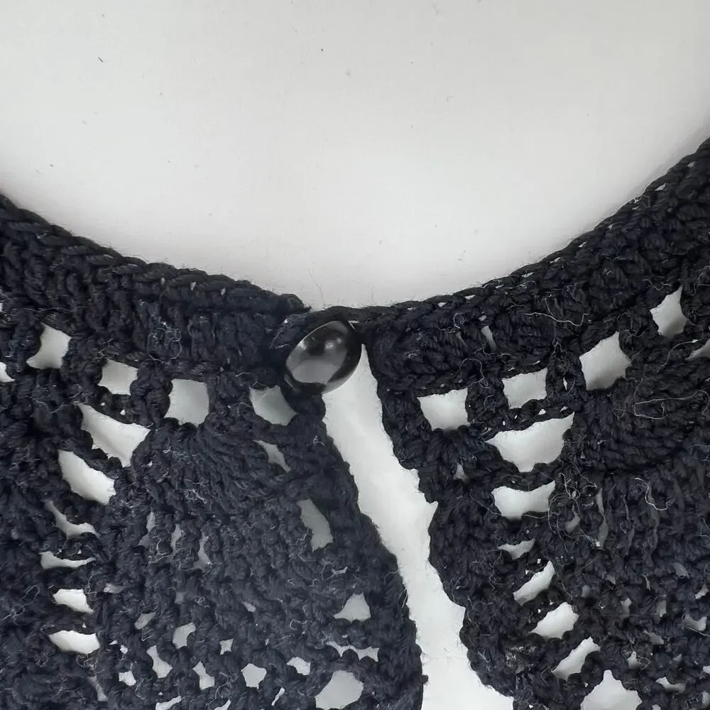 70s Crochet Collar Black Cottage Cottagecore 1970s Vintage